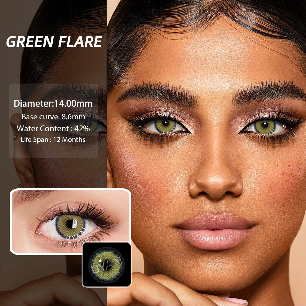 UYAAI 2Pcs Colored Contact Lenses Natural Look Brown Eye Lenses Gray Contact gray Lenses Fast Delivery Green Eye Lenses X Series