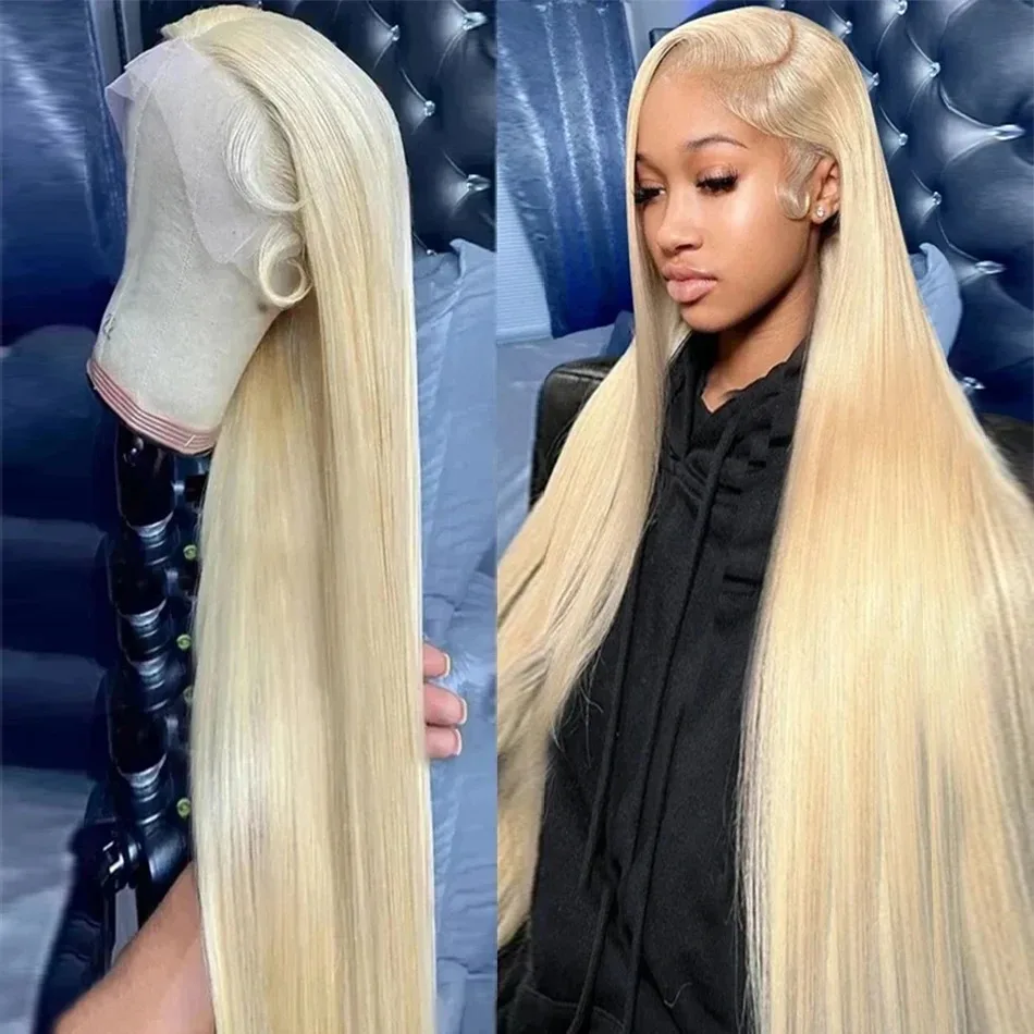 30 34 Inch 613 Blonde Lace Front Wig Human Hair 200% Density HD Transparent 13X4 Silky Straight Lace Frontal Wigs Pre Plucked