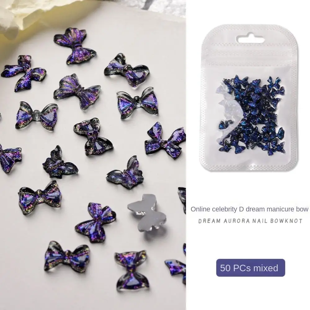 Bowknot Nail Art Jewelry Phantom Purple Bow Nail Decorations Bow Nail Drills Butterfly Nail Rhinestones Manicure Accessories