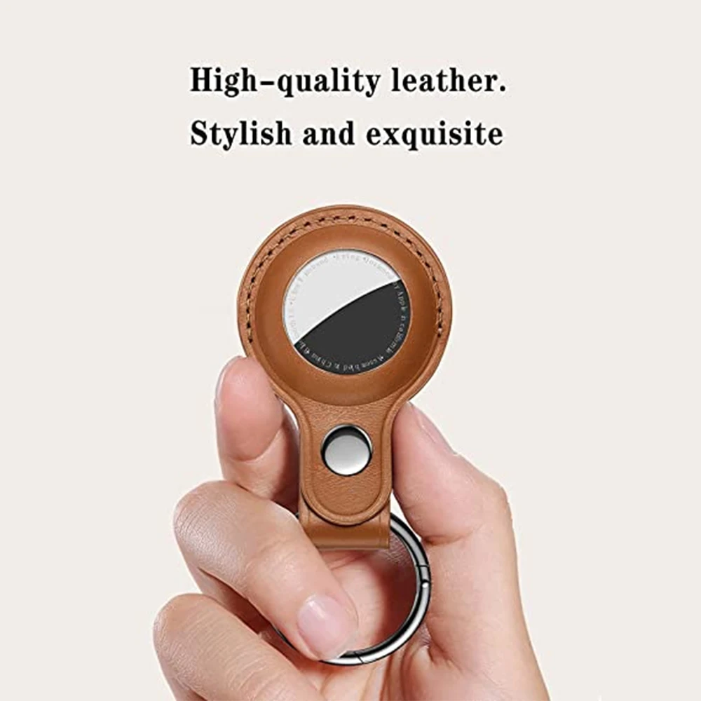 Leather Keychain for Apple Airtags Case Protective Cover Bumper Shell Tracker Accessories Anti-scratch Air Tag Key Ring Holder