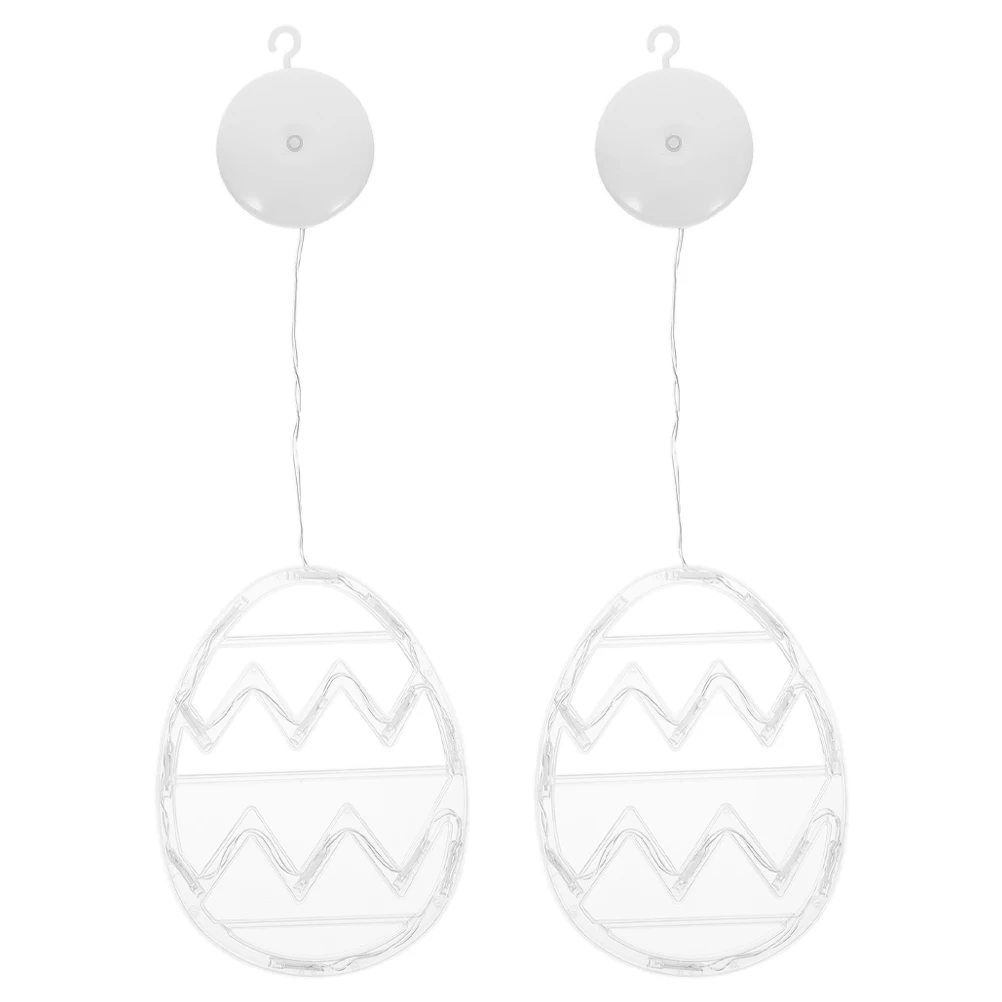 

2 Pcs Christmas Egg Shaped Window Light Plastic Easter Decoration Door Hangings