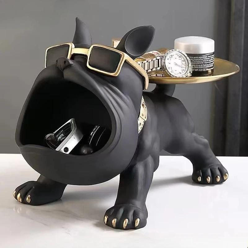 Home Decoration Handsome Bulldog Statue Dog Statue Tray Series Multi Functional Storage Home Decoration Gift for Friends