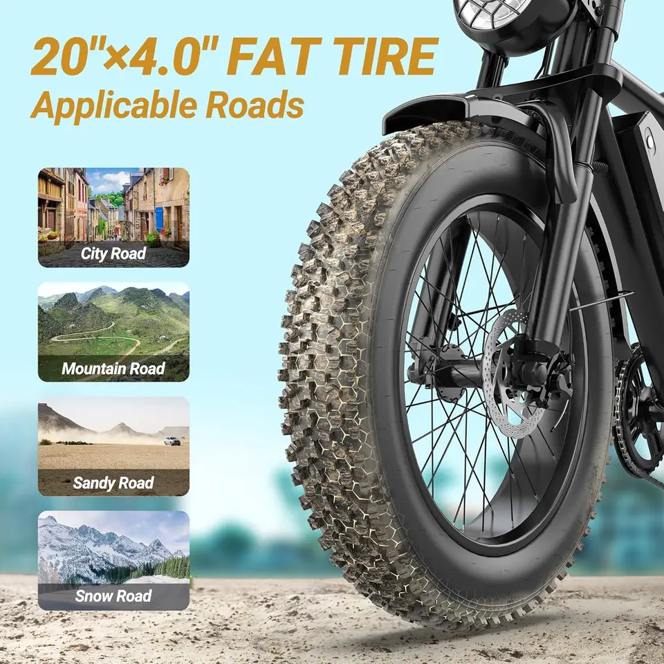 Electric Ebike Full Suspension  for 1500w Motor 31MPH Top Speed 40-70 Miles Range 48V 960Wh Removable image 4