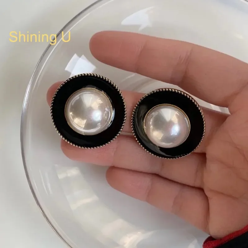 Shining U Vingtage Simulated Pearl Stud Earrings for Women Fashion Party Jewelry Gift