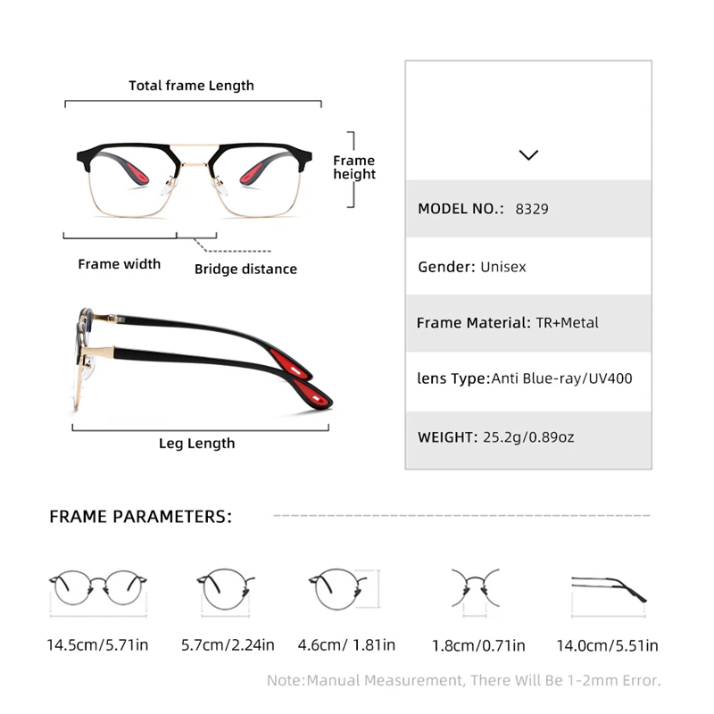 KOCOLIOR New Retro Personalized Design Men's Anti-blue Light Photochromic Reading Glasses Can Be Customized Prescription 8329
