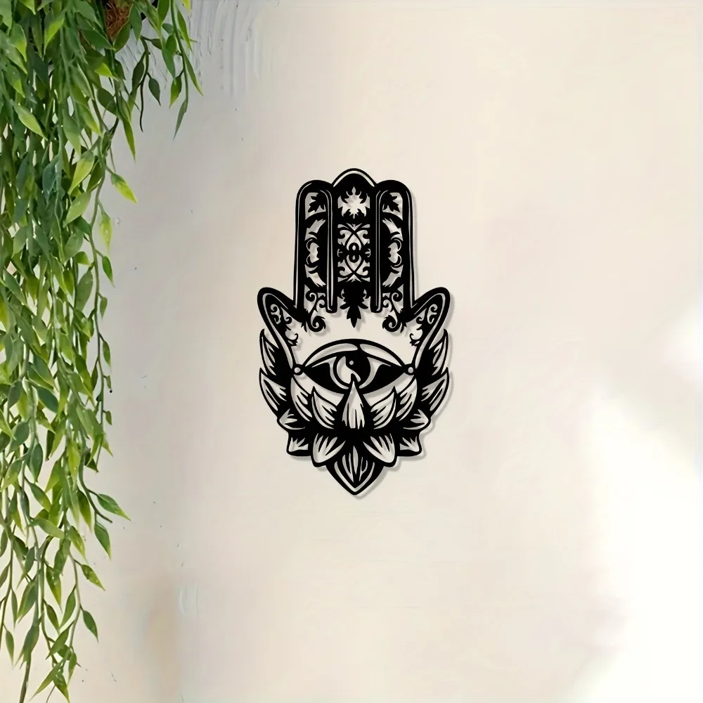 CIFBUY Hamsa Hand Evil Eye Metal Wall Art Iron Amulet Talisman Spiritual Lucky Charm Hanging Ornament For Living Room Accent view 2
