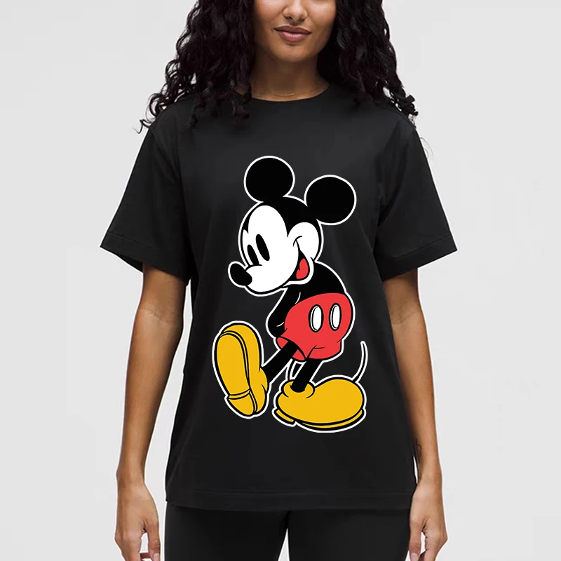 

Y2k Mickey Women Clothing T Shirt Girl Cartoon Ladies T-shirt Casual Black Shirt Kawaii Tee White 2000S Funny Disney Shirt