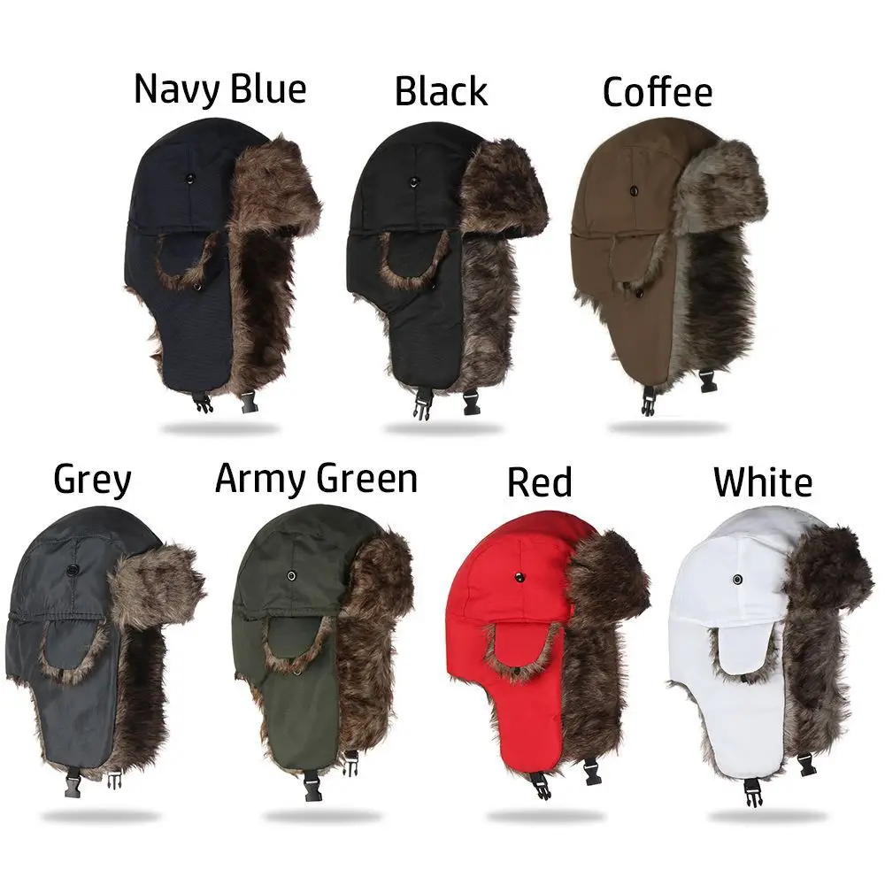 High Quality Earflap Trapper Winter Cap Causal Russian Ushanka Ski Hat Simple Warm Useful Winter Hats for Men Women view 6