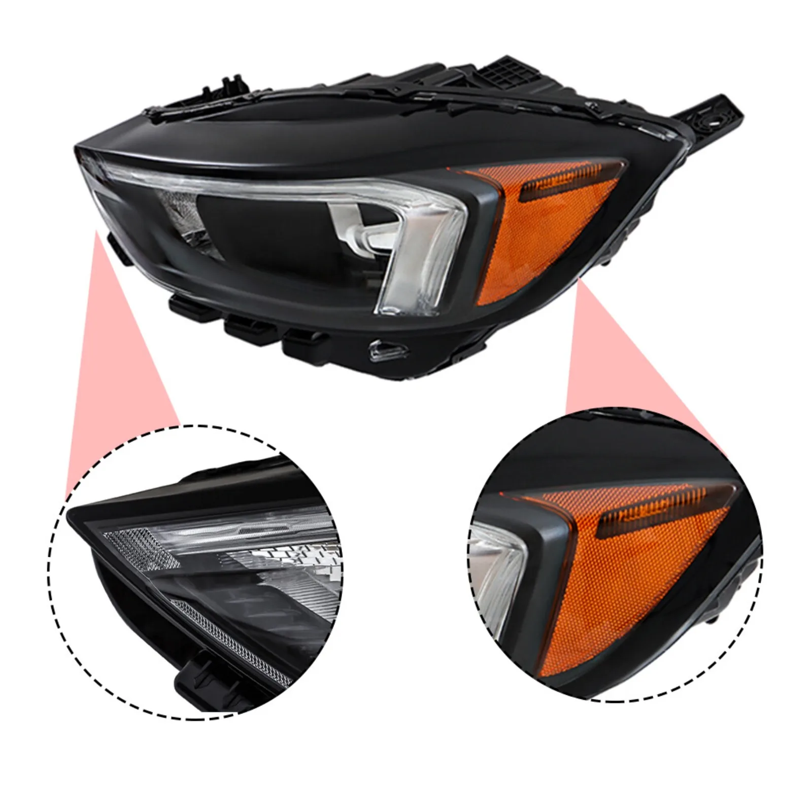 

Pair Headlight For Ford Edge 2019-2024 Headlamp Left+Right LED w/DRL Clear Lens