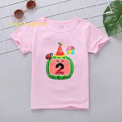 Kids T Shirt For girls Gift Kid summer Short Sleeve children Clothes Tshirt Girl 1 2 3 4 birthday party Graphic Tee Pink T-shirt