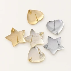 2/4pcs/lot 14K/18K Gold Plated Metal Brass Star Love Heart Shape Stud Earrings for Women DIY Jewelry Making Accessories