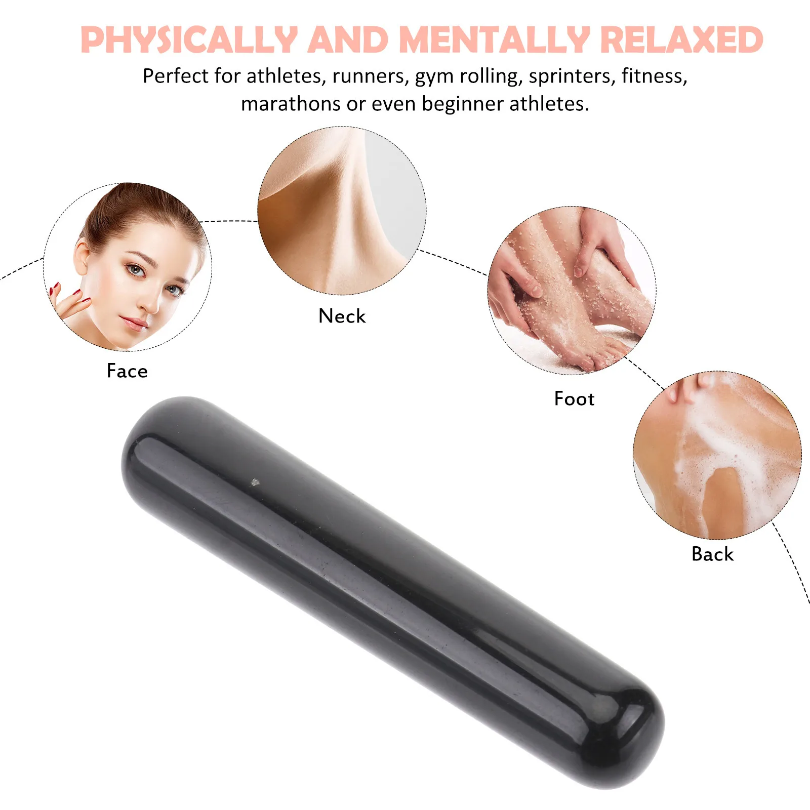 

Massage Stick Black Obsidian Therapy Tool For Muscle Relief Deep Tissue Myofascial Release Portable Acupuncture Massager Legs