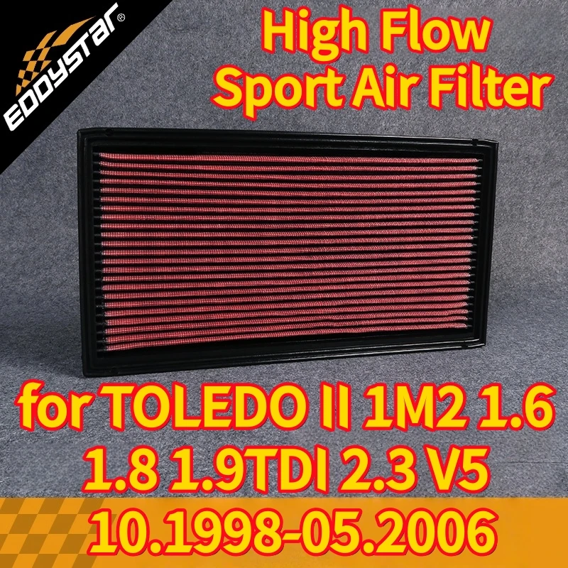 

High Flow Sport Air Filter for TOLEDO II 1M2 1.6 1.8 1.9TDI 2.3 V5 10.1998-05.2006 Washable Racing Intake Filters