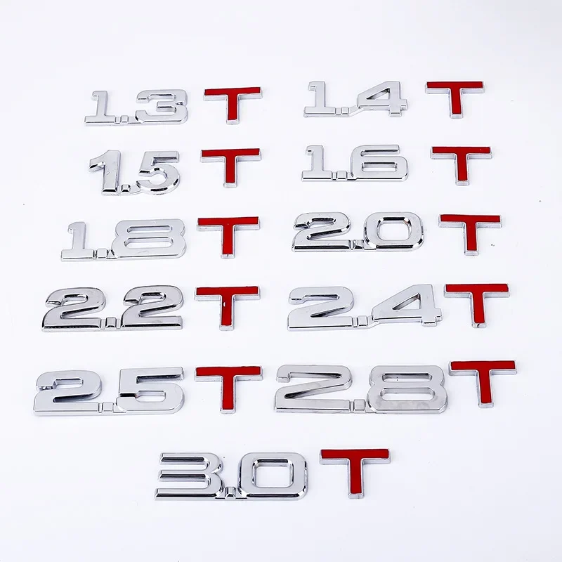 3D Metal Car Trunk Engine Displacement Scale Emblem Auto Stickers 1.3T 1.4T 1.5T 1.6T 1.8T 2.0T 2.2T 2.4T 2.5T 2.8T 3.0T