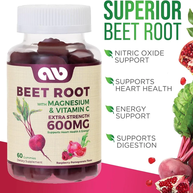 

Beetroot soft chewable tablets contain beetroot - energy and heart health support supplement, vegetarian, non GMO-60 pills