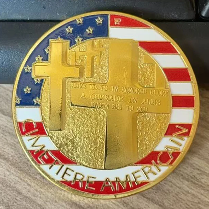 Souvenir Coin WWII 1944.6.6 Omaha Beach Land Cimetiere American Metal Challenge Coins Collection