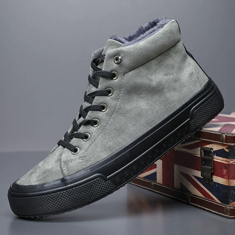 Maggie's Walker Men Flock Casual Shoes Fashion Platform Winter Lacing Canvas Shoes Size 39~44
