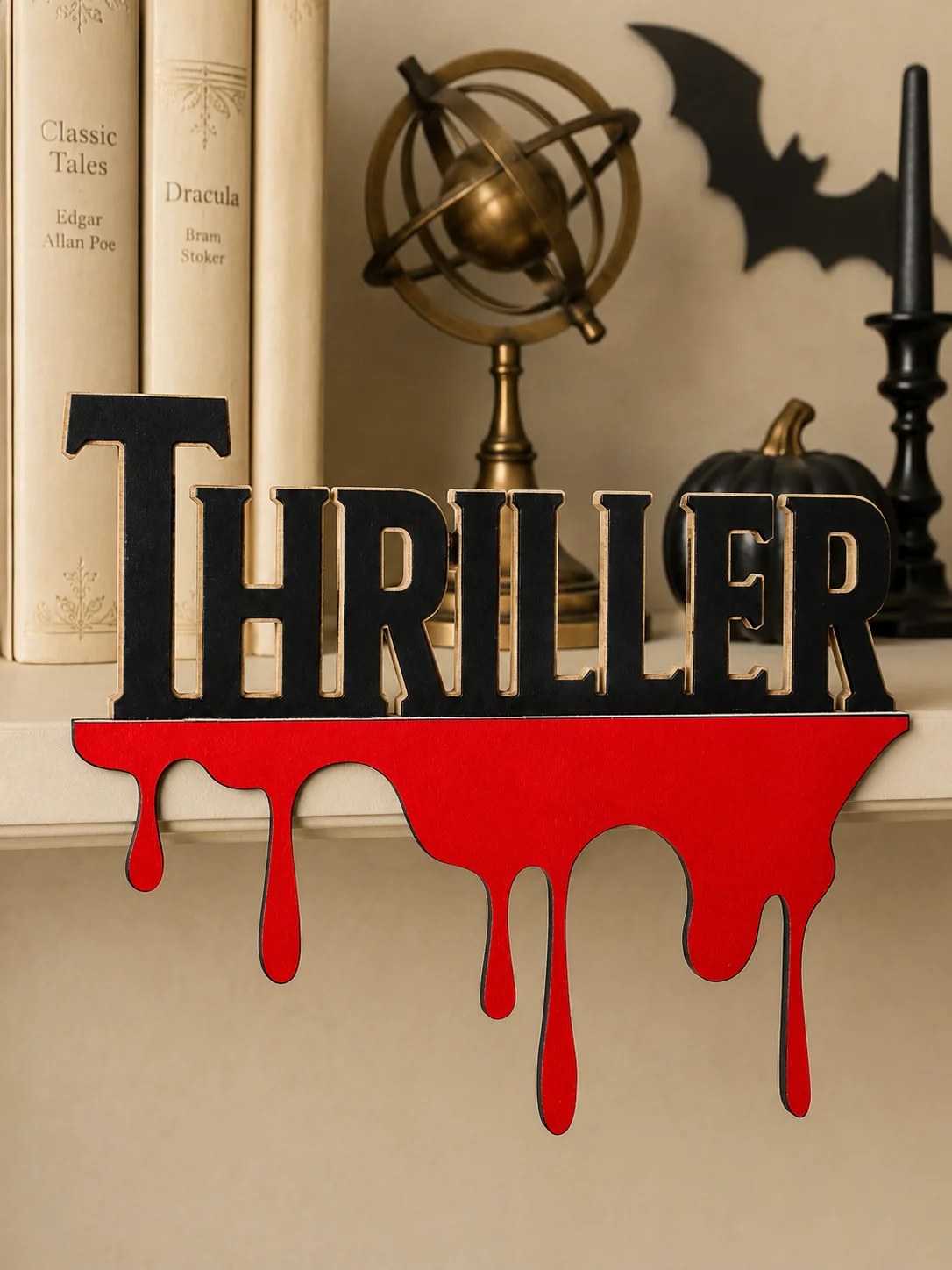 Desk Setup Shelf - Papan Hias Halloween Bertema Thriller dengan