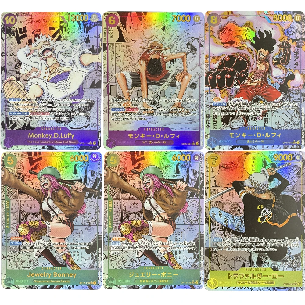 

6 Diy One Piece Monkey D. Luffy Jewelry Bonney Collection Card Self Made Opcg Trafalgar D. Water Law Color Flash Anime Card Toys