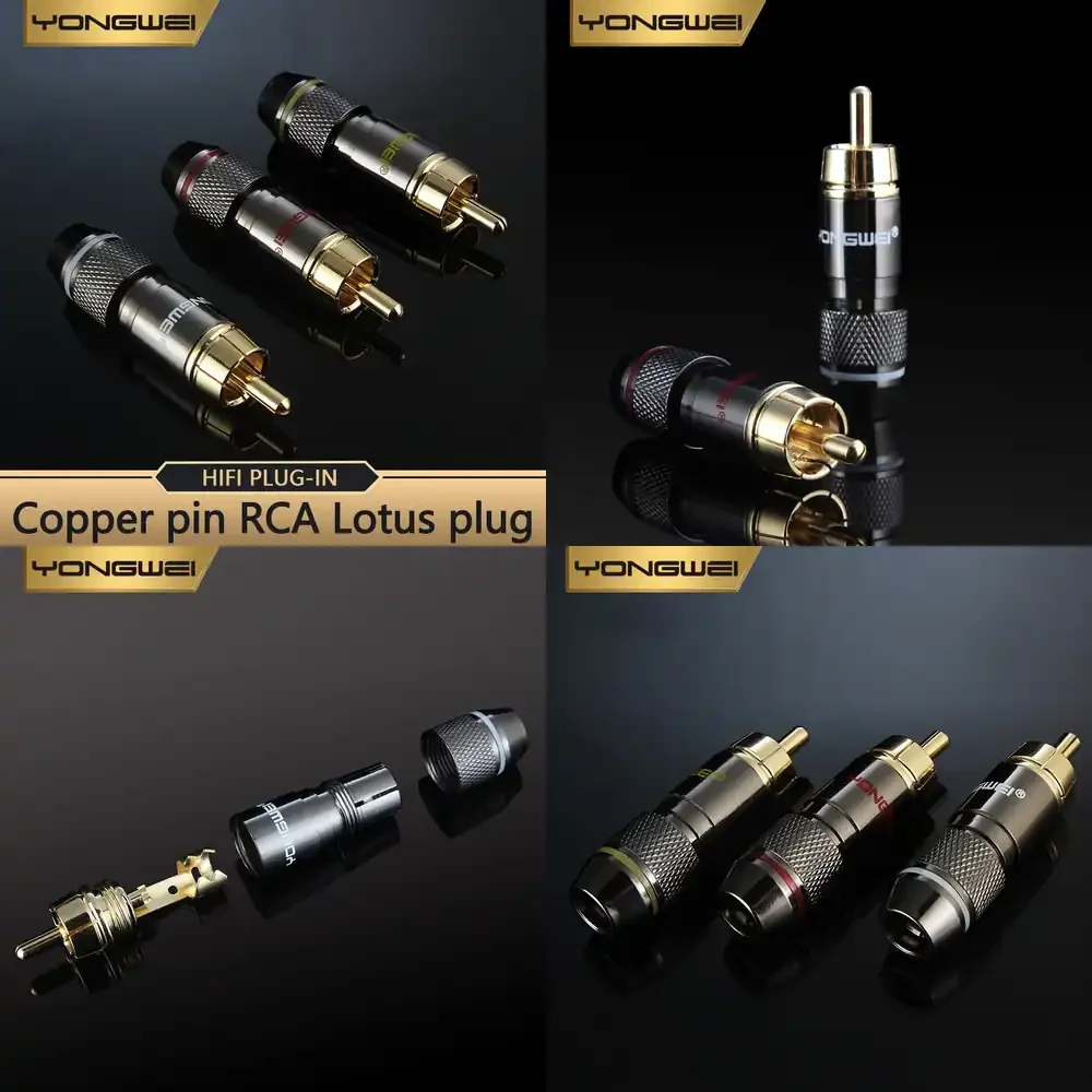 YONGWEI Pure Copper Gold-Plated RCA Plug Lotus Head AV Audio Video Cable Connector for Stereo Mixer Power Amplifier Speaker