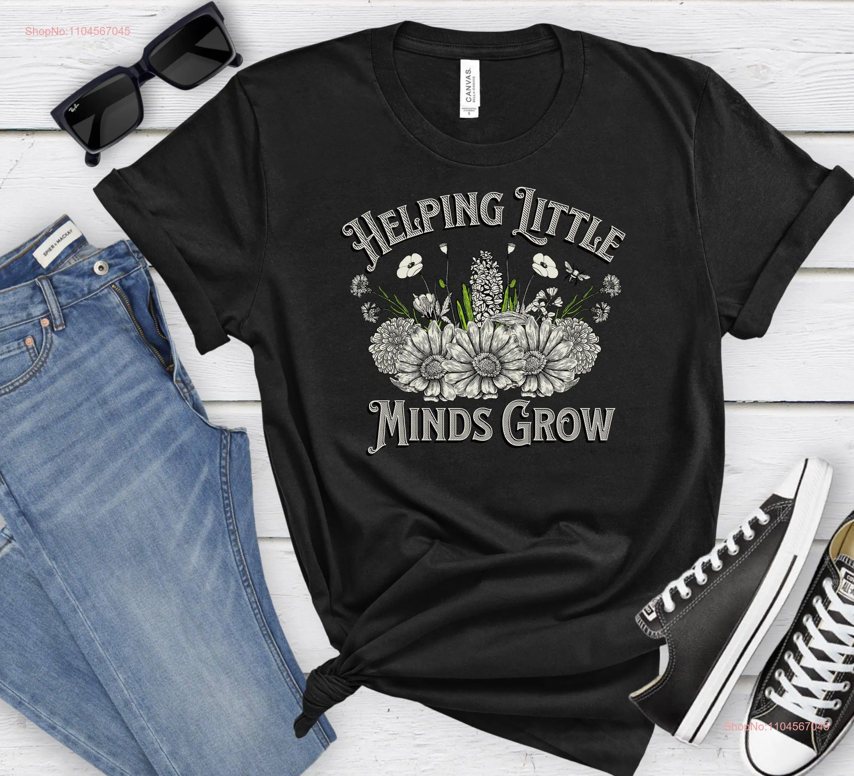 Helping Little Minds Grow Teacher T Shirt Kindergarten Floral for Teachers Appreciation Preschool Team