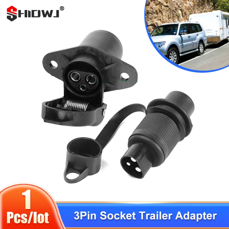 

3 Pin Trailer Power Cord Socket Connectors Round 3 Pole Trailer Tractor Plug Adapter For Electrical Caravan Truck Motorhome