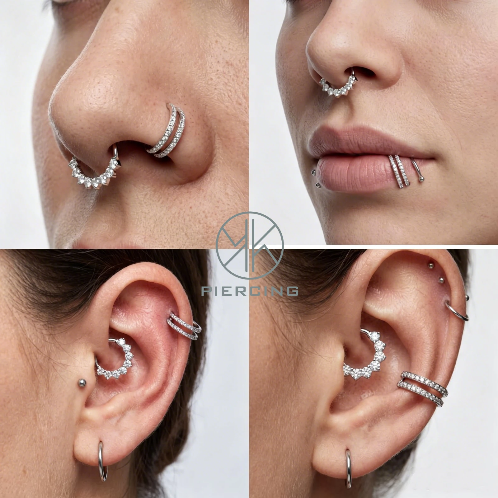 チタン合金軟骨リングイヤリング男女低感度16 Gシルバー/ゴ - Septum Clicker Ring のレビューと価格