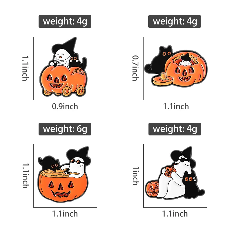 Halloween Vibes Emaille Pins Zwarte Katten Boo Ghost Pompoen Broches Revers Badges Cartoon Herfst Sieraden Cadeau voor Kinderen Vrienden