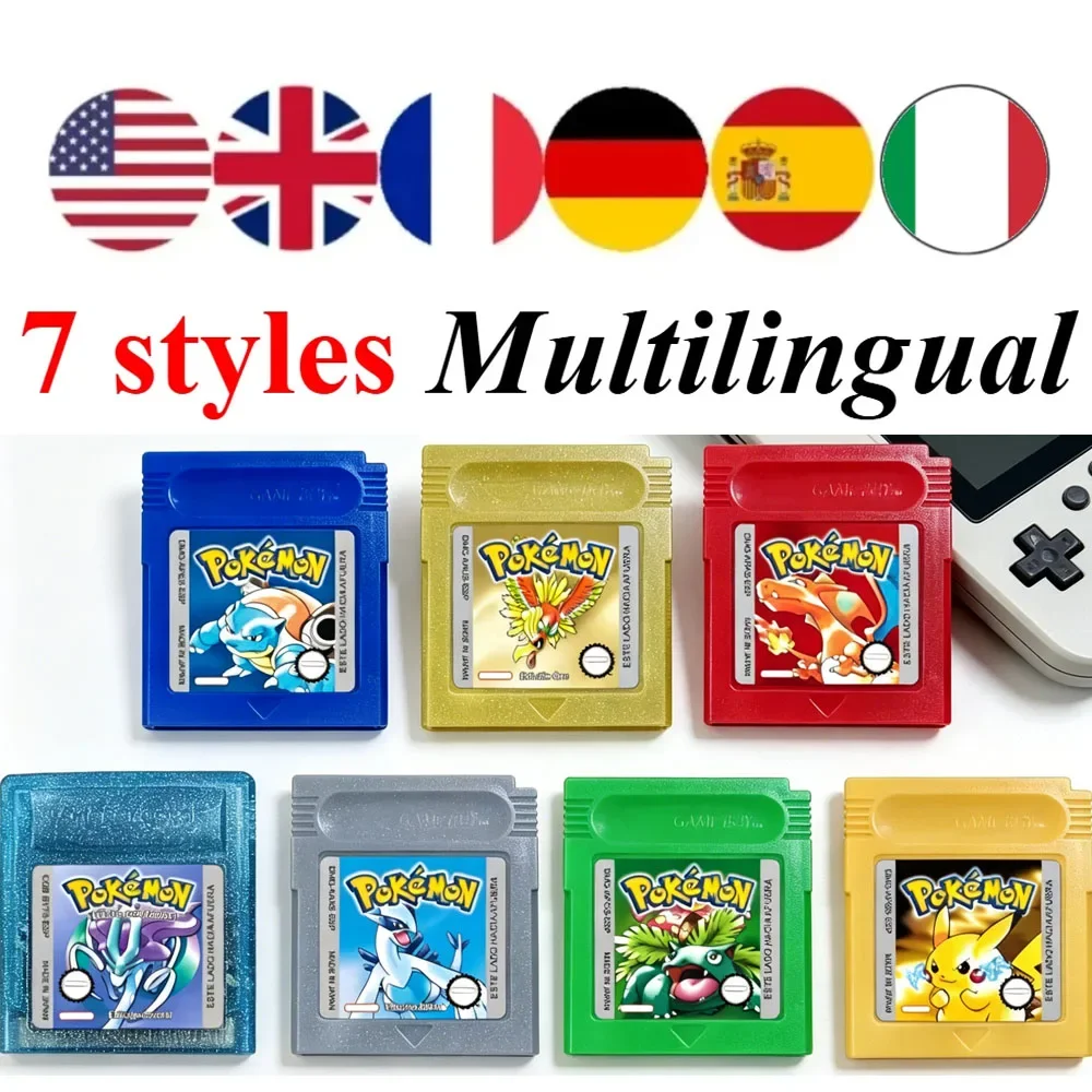 ♥ GBC Pokémon Cards 16-bit Game Video Game Cartridge Console Card Red Blue Crystal Golden Green Silver Yellow