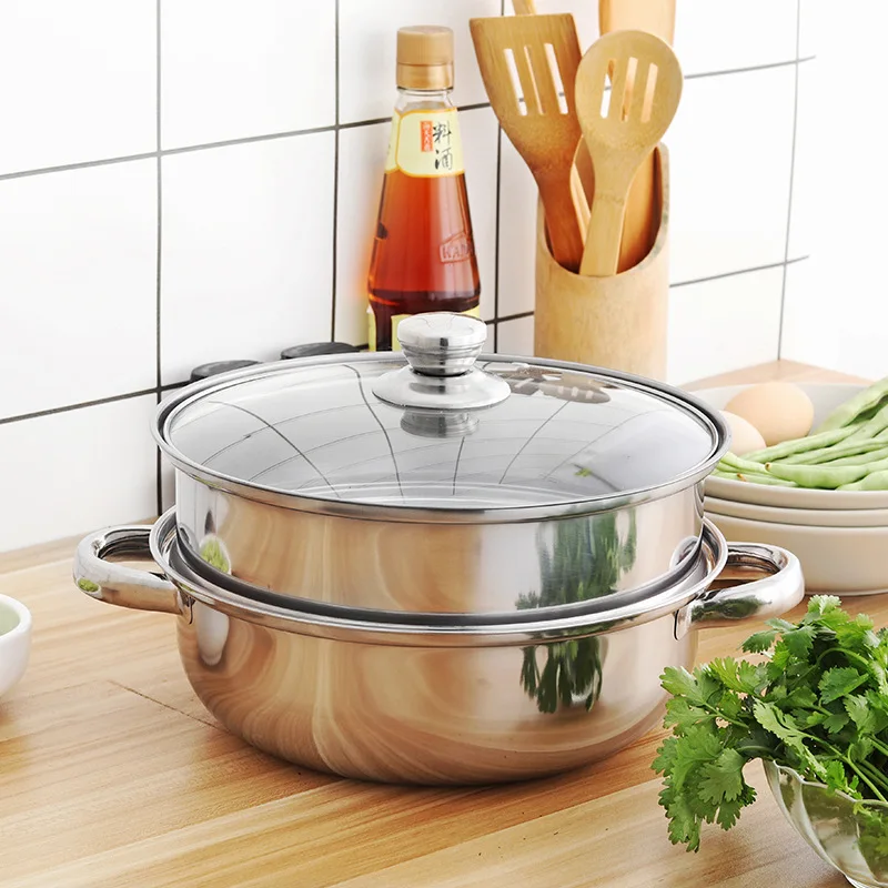 

Stainless Steel Pot, Double Layer Soup Steamer, Electric Rice Cooker, Food Steamer, Double Ear Drain Basket, Kitchen Cooking