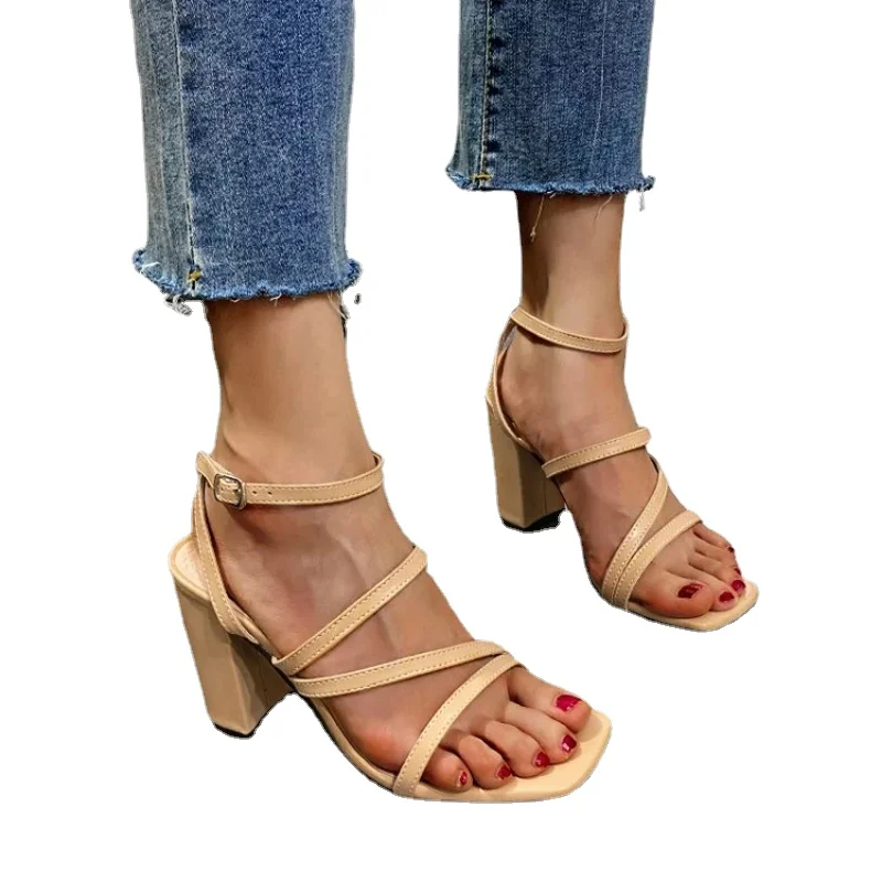 Women Luxury High Heels Slippers Women  Summer Flip Flops Fashion Party Dress Slingback Sandals Women Design Chunky Pumps image 2