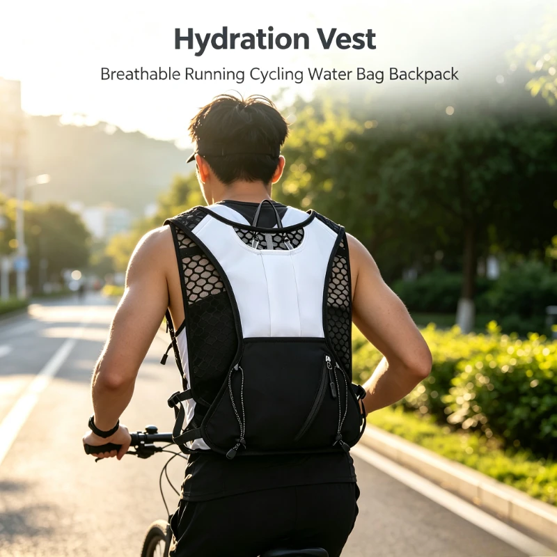 Large Capacity Running Hydration Backpack, Lightweight Hiking Marathon Daypack, Breathable Back Panel with Safety Reflective