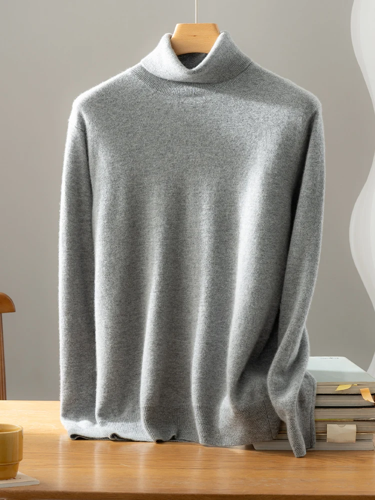 

Новый осенне-зимний мужской свитер из 100% кашемира, водолазка, пуловер с длинными рукавами, базовый кашемировый свитер, трикотаж, умная повседневная одежда