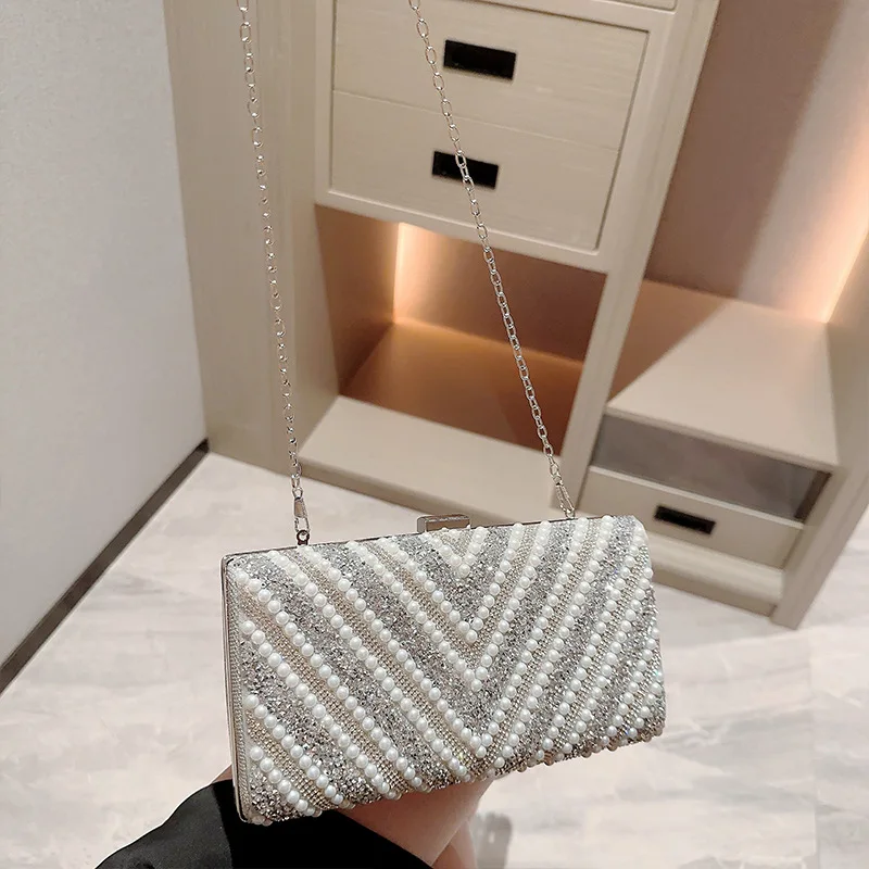 Imagem -04 - Bolsas de Luxo Envelope Lua Pérolas para Mulheres Bolsa Noiva Casamento Bolsas de Embreagem Prata Moda Z666