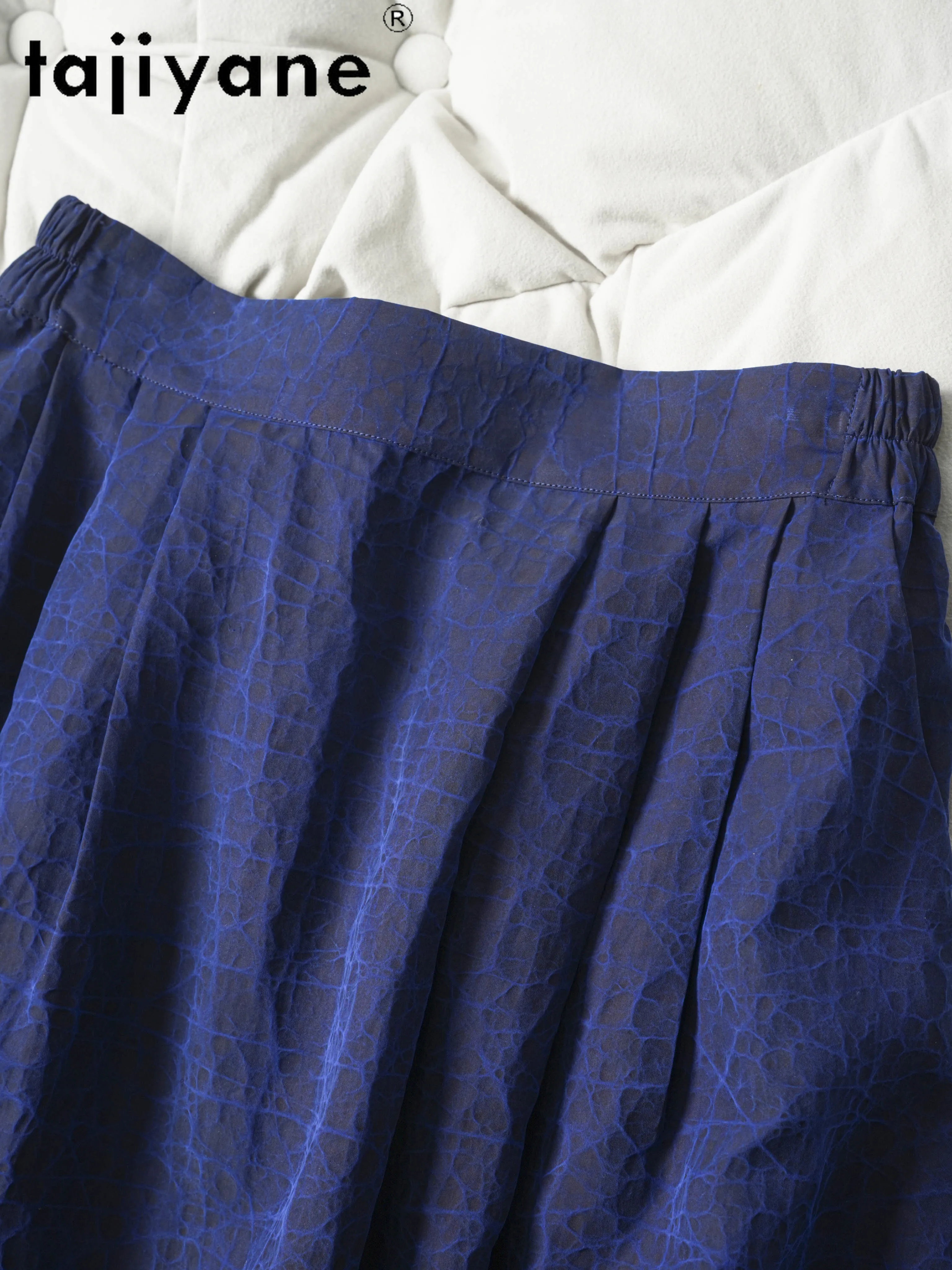 Tajiyane 100% 桑シルク夏新シルク中国青亀クラックビッグスイングスカート T Костюм Женский Летний 女性のペチコート