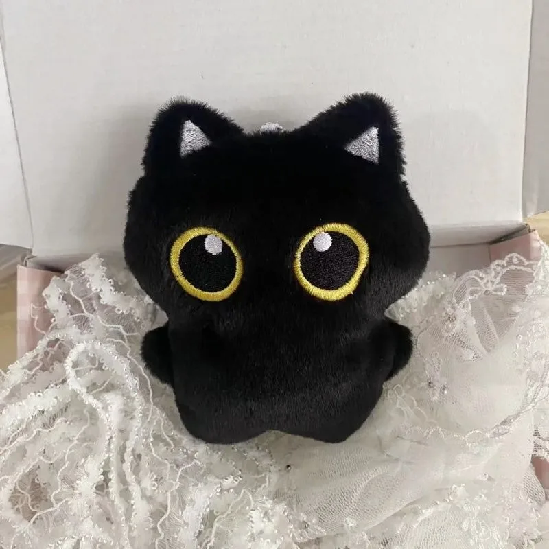 10cm Cartoon Cute Black Cat Plush Toys Doll Small Pendant Cuddly Pillow Cushion Ins Black Cat for Boys Girls Brithday Gifts Toy