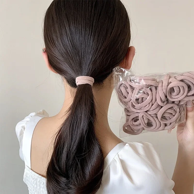 50/100 Uds. Bandas para el cabello de colores mezclados para mujer y niña, lazos básicos para el cabello de 4cm, diadema elástica, accesorios simples para coleteros