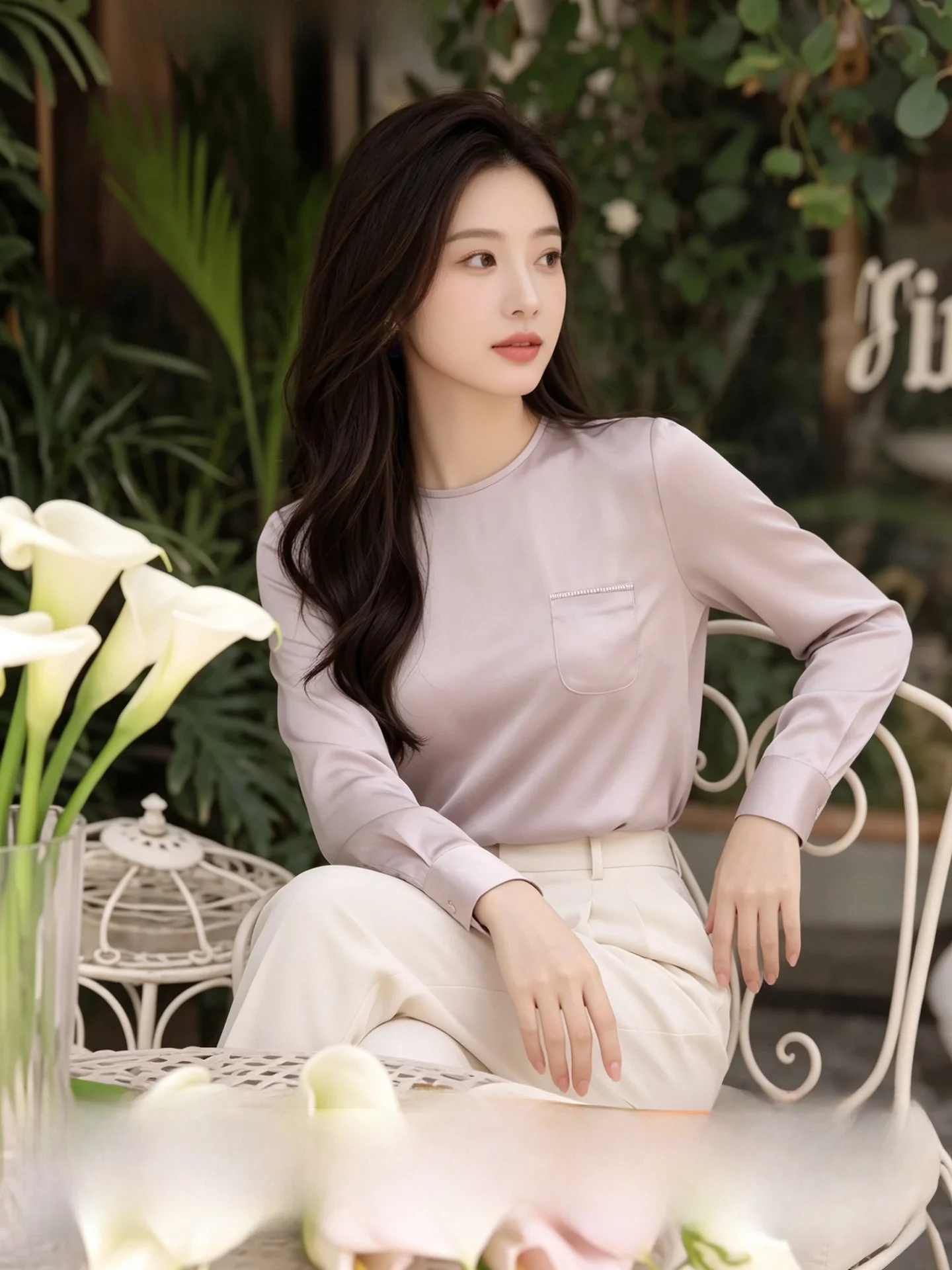 

CVANEA Silk Blend Casual Shirt Women's Versatile Elastic Satin Top Spring Summer 2026 Long Sleeve round Neck Color