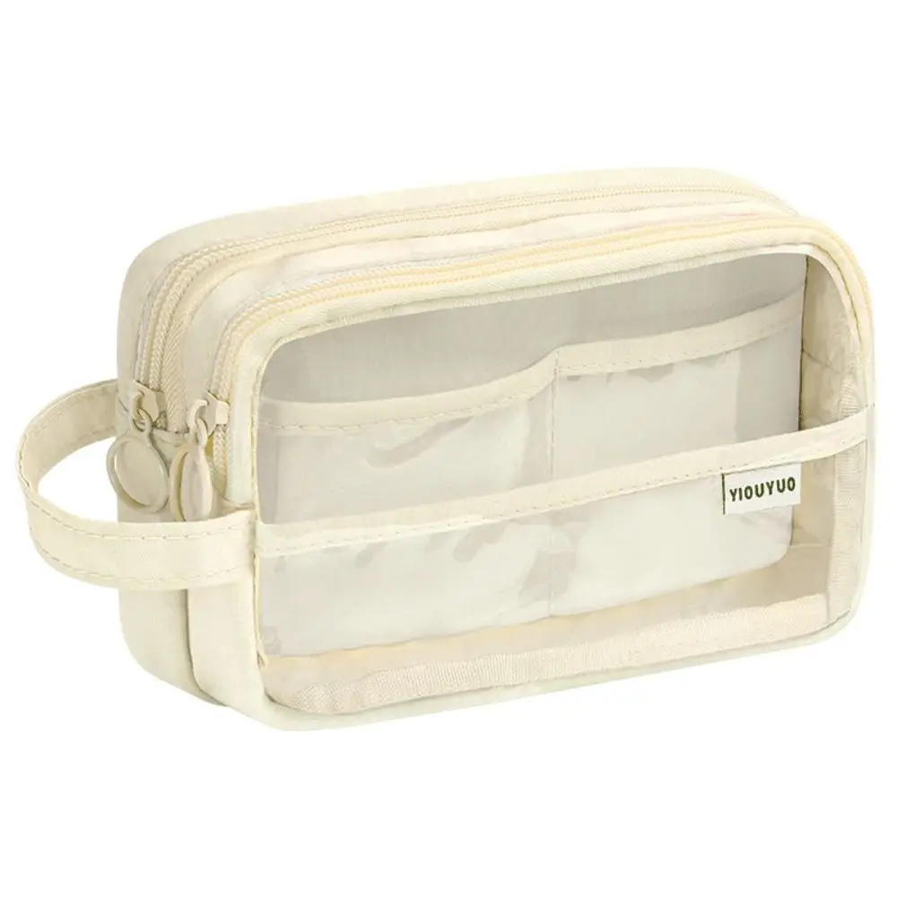 

5 Grid Transparent Pencil Case DIY Large Capacity Transparent Pen Bag Kawaii Multifunctional Stationery Box