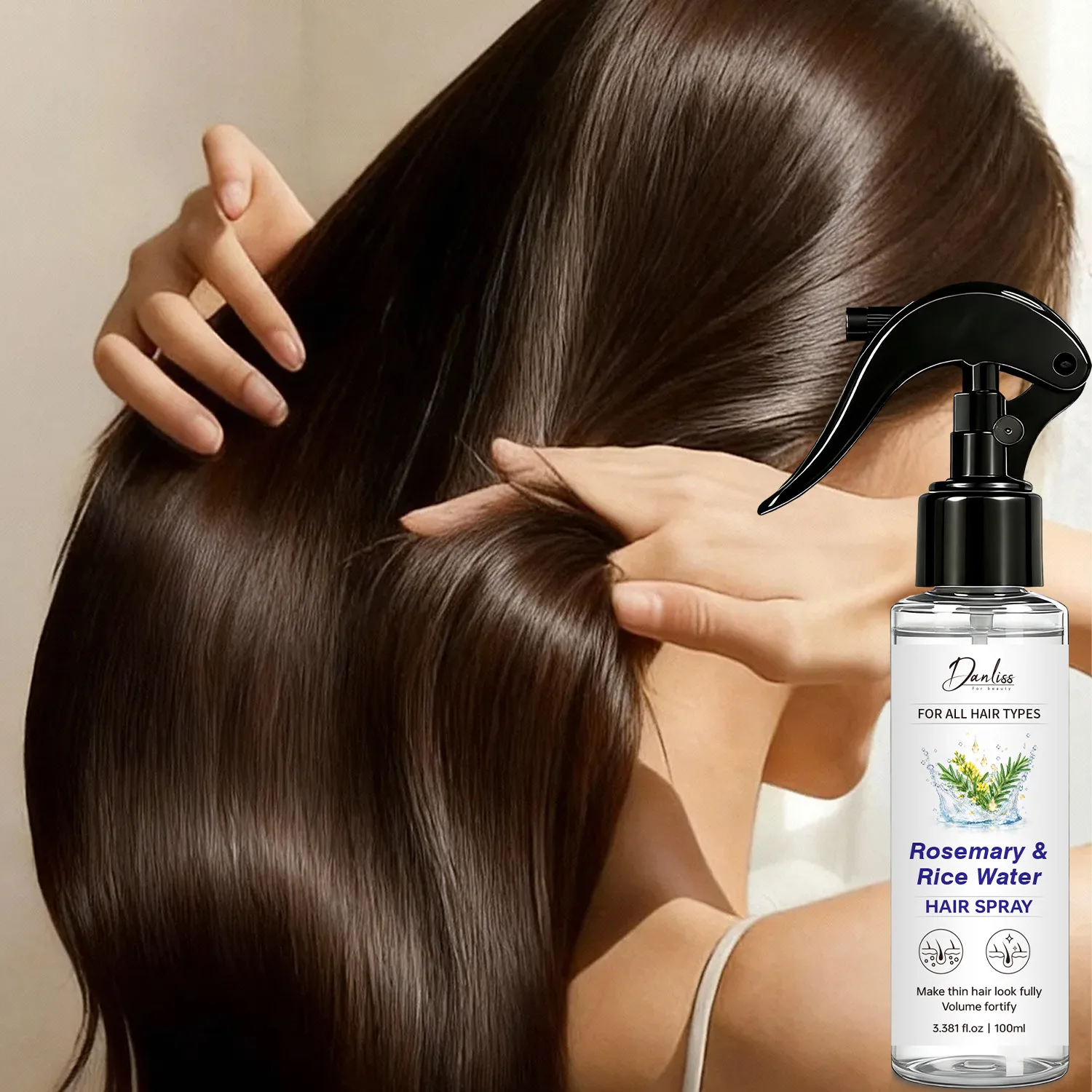 Rosemary & Rice Water Hair Spray, Volume Fortify & Make Thin Hair Look Fully, Nourishing Scalp Treatment Mist.