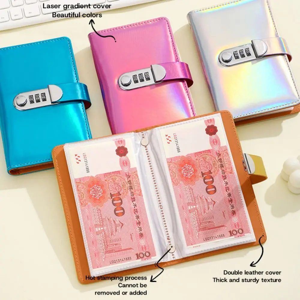 50Sheets Savings Book with Password Lock Dual Sided Laser Savings Challenge Tracker Book Wallet Storage Cash Envelopes