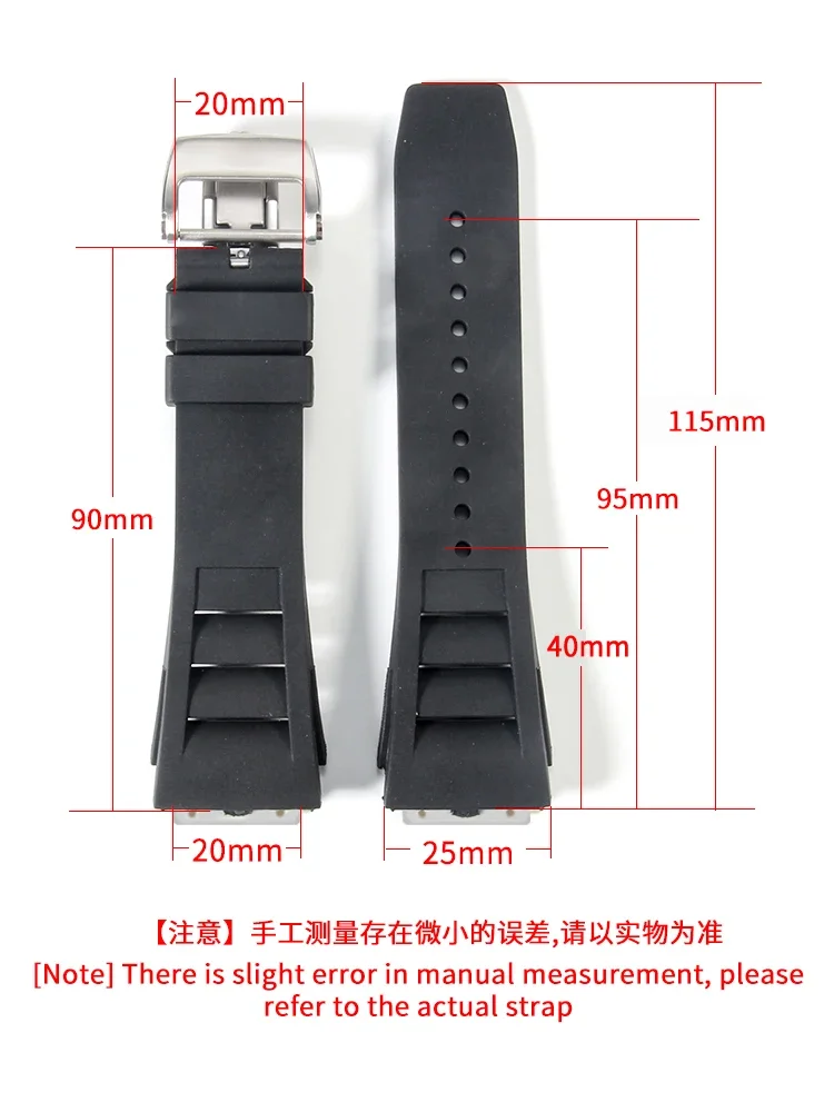 For Richard Mille Rm011 Convex Interface Replace Original Watchbands Accessories Rubber Silicone Fold Buckle Watch Strap