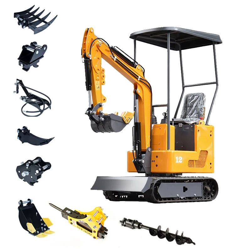 

Customized Excavators Mini Excavator 1.2 Ton Small Crawler Digger For Farm Garden Work And Construction Engineering