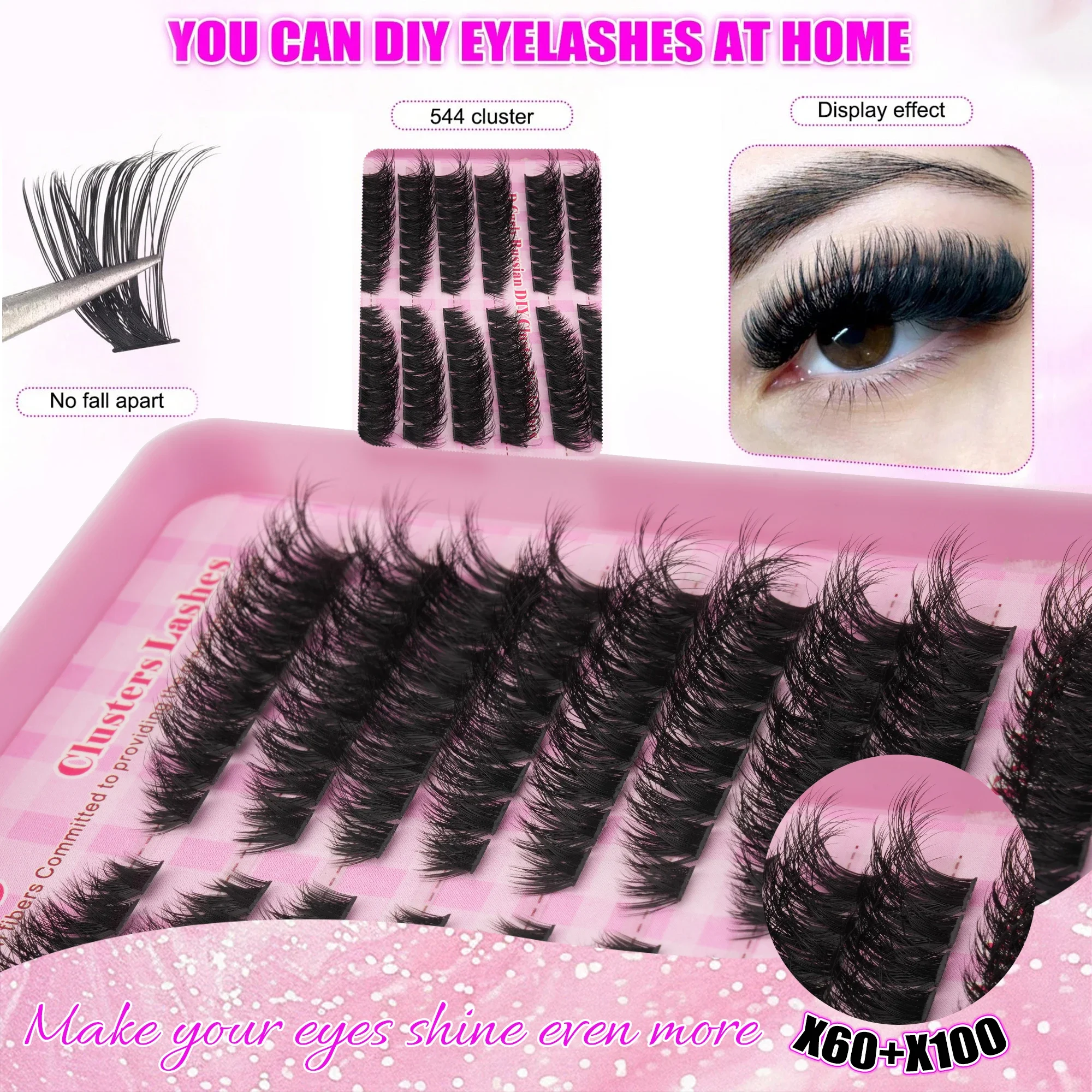 32 Rows Russian Cluster Lashes - огляд і ціна Eyelash Extension Russian