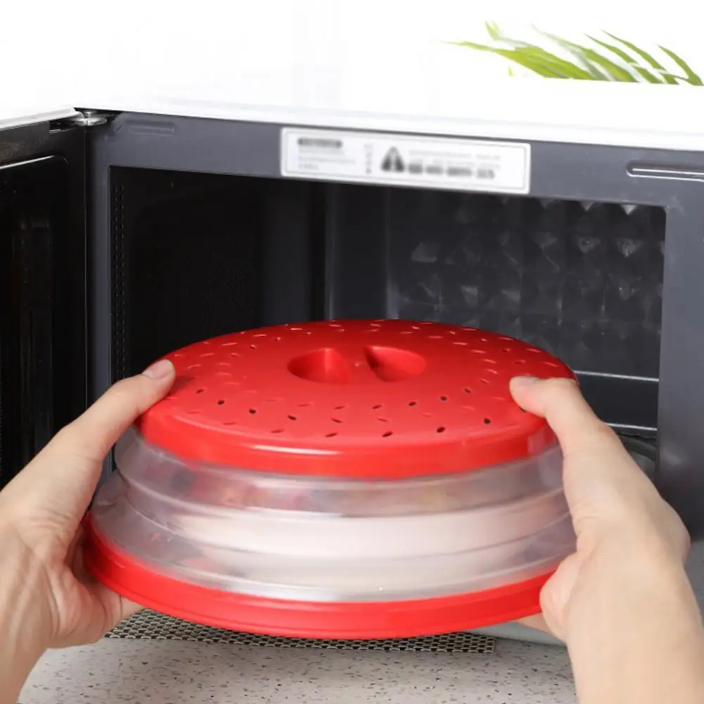 Microwave Cover Transparent Collapsible TPR Heat Insulation Microwave Splatter Guard Kitchen Tool Microwave Splash-proof Cover