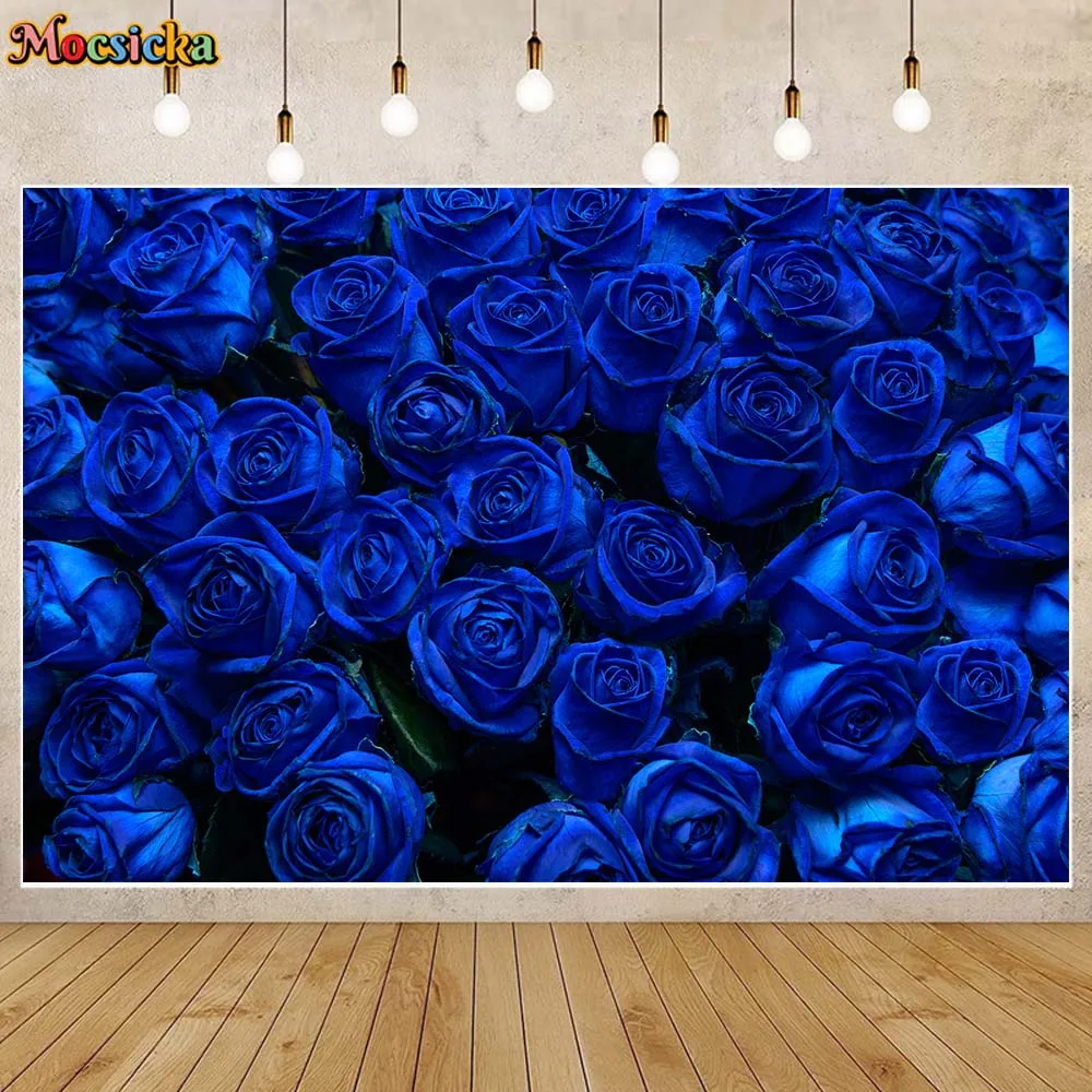 

Mocsicka Blue Roses Flower Wall Photography Backdrops Wedding Decor Baby Child Portrait Backgrounds Photo Studio Photocall Props