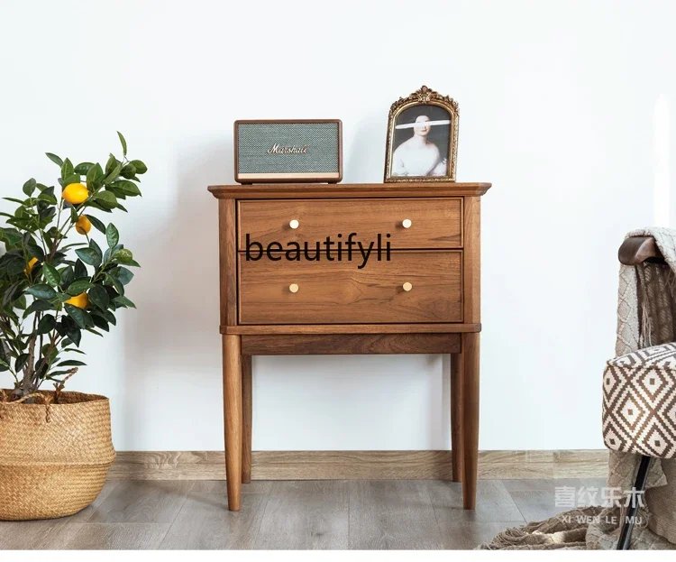 

A57 Retro bedside table Medieval Myanmar old teak storage chest cabinet Full solid wood sofa side locker Living room