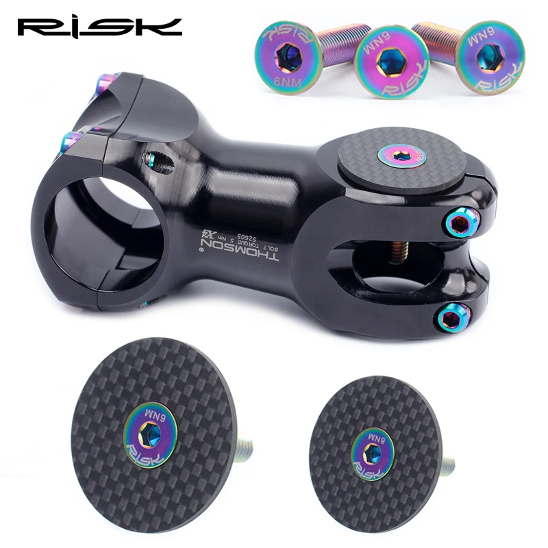 RISK Carbon Fiber Mtb Bike Stem Cap Bicycle Handlebar Table Cover Bridge Throat Titanium alloy Screw Riser Headset Top 28.6 OD2