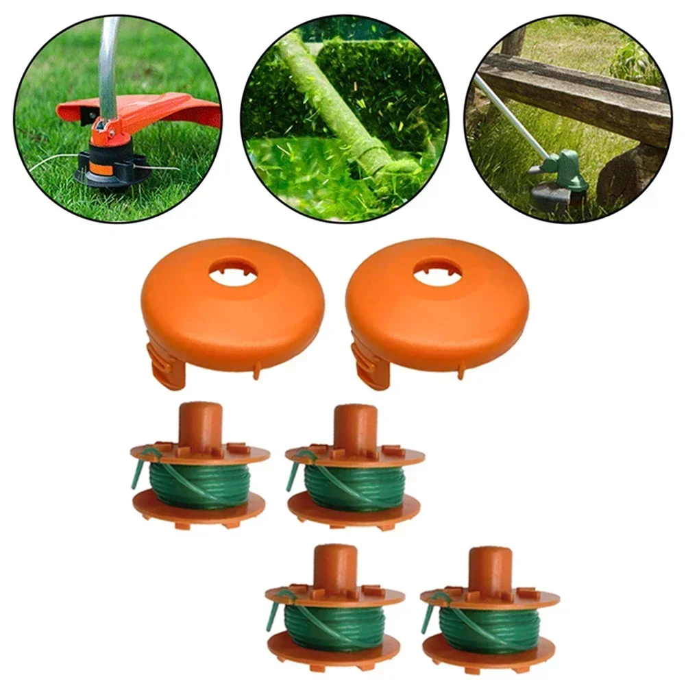 6pcs/sets Trimmer Spool Line With Grass Head Covers Compatible With Gardena05367-20&05328-20 Lawn Mower Replacement Parts