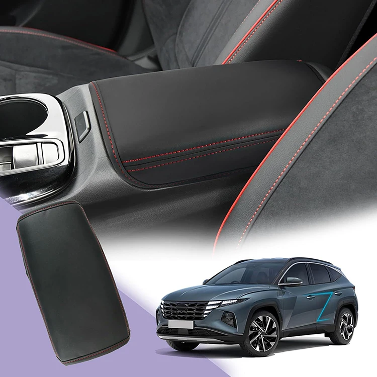 For Hyundai Tucson NX4 2022 2023 2024 2025 2026 Black Leather Center Console Armrest Cover Anti-Scratch Car Interior Accessories